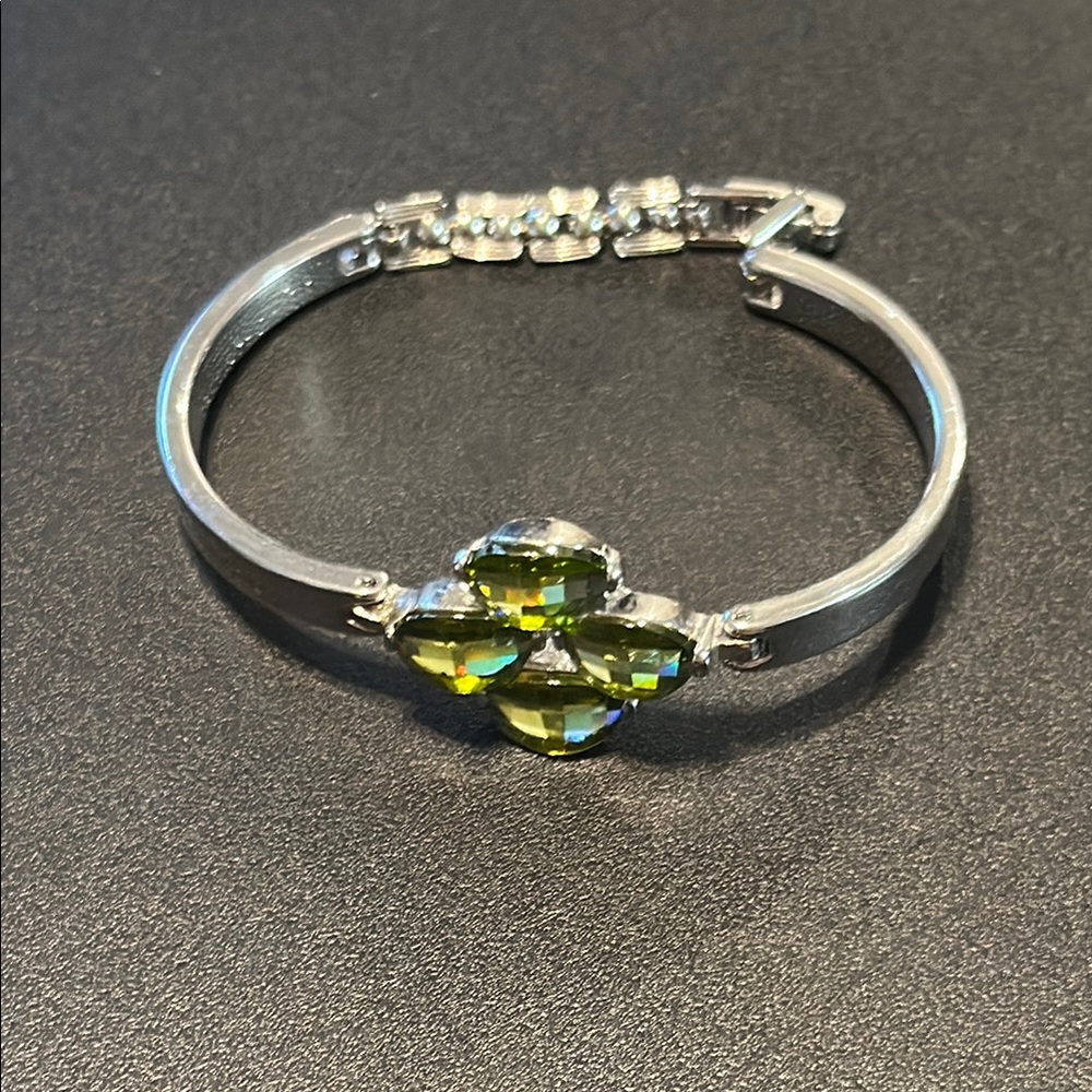 Silver Bracelet with Green Gemstone